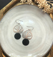 Load image into Gallery viewer, Silver and Black Leaf Earrings
